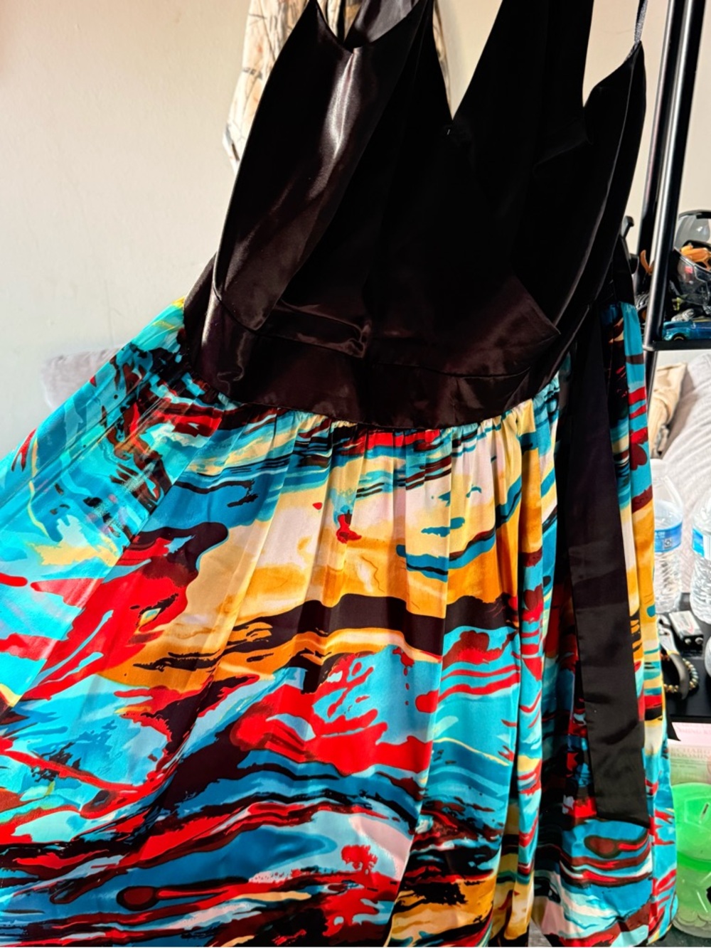 Ashro Black Bodice Multicolor Swirl Skirt
